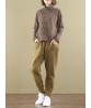 Casual Loose Solid Color Pockets Thicken Cotton Trousers