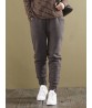 Casual Women Pure Color Zipper Pocket Thick Pants