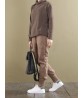 Casual Women Pure Color Zipper Pocket Thick Pants