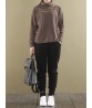 Casual Women Pure Color Zipper Pocket Thick Pants