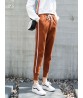 Women Casual High Elastic Waist Velvet Thick Harem Pants