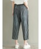 Casual Loose Stripe Drawstring Waist Women Pants