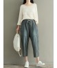 Casual Loose Stripe Drawstring Waist Women Pants