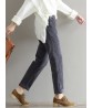 Casual Solid Color Elastic Waist Corduroy Pants for Women