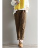 Casual Solid Color Elastic Waist Corduroy Pants for Women