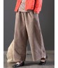 Casual Loose Women Pure Color Elastic Waist Thick Corduroy Pants