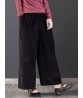 Casual Loose Women Pure Color Elastic Waist Thick Corduroy Pants