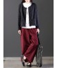 Casual Loose Women Pure Color Elastic Waist Thick Corduroy Pants