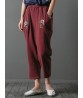 Vintage Embroidery Pocket Loose Elastic Waist Women Pants