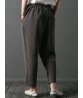 Vintage Embroidery Pocket Loose Elastic Waist Women Pants