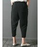 Vintage Embroidery Pocket Loose Elastic Waist Women Pants