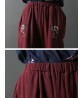 Vintage Embroidery Pocket Loose Elastic Waist Women Pants