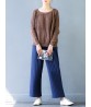 Casual Women Thicken Stripe Drawstring Waist Wide Leg Pants