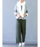 Casual Women Thicken Stripe Drawstring Waist Wide Leg Pants