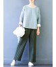 Casual Women Thicken Stripe Drawstring Waist Wide Leg Pants