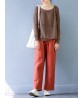 Casual Women Thicken Stripe Drawstring Waist Wide Leg Pants