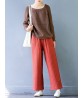 Casual Women Thicken Stripe Drawstring Waist Wide Leg Pants