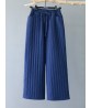 Casual Women Thicken Stripe Drawstring Waist Wide Leg Pants