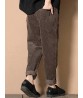 Casual Loose Solid Color Elastic Waist Harem Corduroy Pants for Women