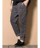 Casual Loose Solid Color Elastic Waist Harem Corduroy Pants for Women