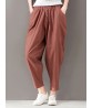 Casual Solid Loose Ethnic Waist Harem Women Pants