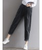 Casual Women Solid Color Elastic Waist Harem Corduroy Trousers