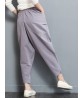 Casual Loose Solid Color Elastic Waist Women Harem Pants