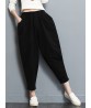 Casual Loose Solid Color Elastic Waist Women Harem Pants