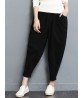 Casual Loose Solid Color Elastic Waist Women Harem Pants