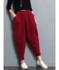 Casual Loose Solid Color Elastic Waist Women Harem Pants