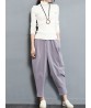 Casual Loose Solid Color Elastic Waist Women Harem Pants