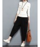 Casual Loose Solid Color Elastic Waist Women Harem Pants