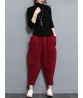 Casual Loose Solid Color Elastic Waist Women Harem Pants