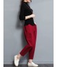 Casual Loose Solid Color Elastic Waist Women Harem Pants