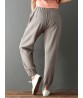 Casual Solid Color Drawstring Waist Pocket Women Pants