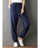 Casual Solid Color Drawstring Waist Pocket Women Pants