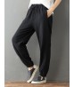 Casual Solid Color Drawstring Waist Pocket Women Pants