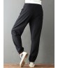 Casual Solid Color Drawstring Waist Pocket Women Pants