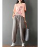 Casual Solid Color Drawstring Waist Pocket Women Pants