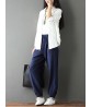 Casual Solid Color Drawstring Waist Pocket Women Pants