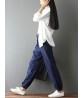 Casual Solid Color Drawstring Waist Pocket Women Pants