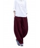 Gracila Pure Color Loose Elastic Waist Pocket Women Pants