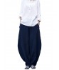 Gracila Pure Color Loose Elastic Waist Pocket Women Pants