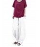 Gracila Pure Color Loose Elastic Waist Pocket Women Pants