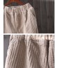 Pure Color Elastic Waist Corduroy Trousers