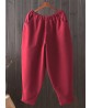 Casual Loose Solid Color Pockets Elastic Waist Women Thicken Pants