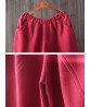 Casual Loose Solid Color Pockets Elastic Waist Women Thicken Pants