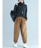 Pure Color Elastic Waist Women Corduroy Pants