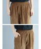 Pure Color Elastic Waist Women Corduroy Pants