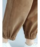 Pure Color Elastic Waist Women Corduroy Pants